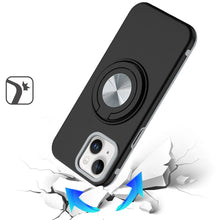 For iPhone 13/14 Case Solid Rugged Magnetic with Ring Stand + Tempered Glass