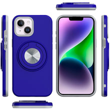 For iPhone 13/14 Case Solid Rugged Magnetic with Ring Stand + Tempered Glass