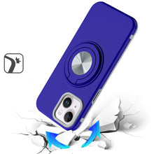 For iPhone 13/14 Case Solid Rugged Magnetic with Ring Stand + Tempered Glass