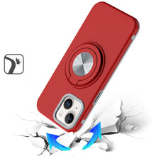 For iPhone 13/14 Case Solid Rugged Magnetic with Ring Stand + Tempered Glass