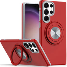 For Samsung S23 Ultra Case Solid Rugged Magnetic Circle Rotating Ring Stand