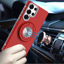 For Samsung S23 Ultra Case Solid Rugged Magnetic Circle Rotating Ring Stand