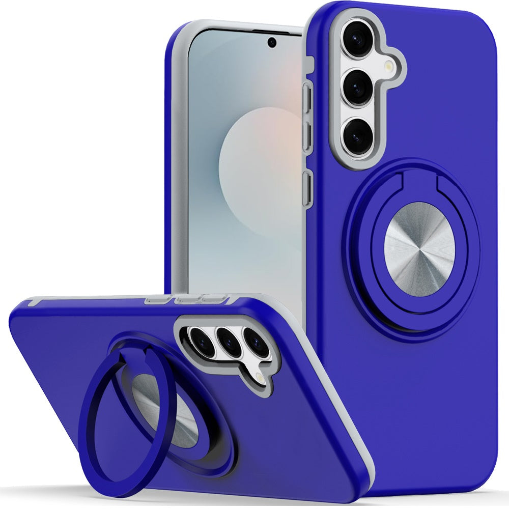 For Samsung S25 FE Case Solid Rugged Magnetic with Ring Stand + Tempered Glass