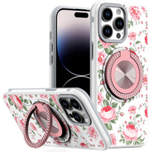 For iPhone 14 PRO MAX 6.7 in. Case Printed Design Metal Bling Ring Stand Cover