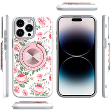 For iPhone 14 PRO MAX 6.7 in. Case Printed Design Metal Bling Ring Stand Cover