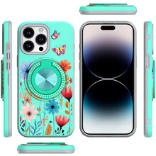 For iPhone 14 PRO MAX 6.7 in. Case Printed Design Metal Bling Ring Stand Cover