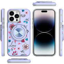 For iPhone 14 PRO MAX 6.7 in. Case Printed Design Metal Bling Ring Stand Cover