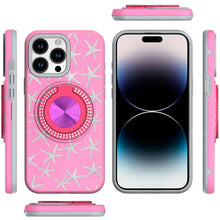 For iPhone 14 PRO MAX 6.7 in. Case Printed Design Metal Bling Ring Stand Cover