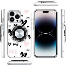 For iPhone 14 PRO MAX 6.7 in. Case Printed Design Metal Bling Ring Stand Cover