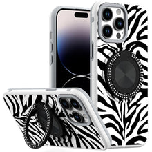 For iPhone 14 PRO MAX 6.7 in. Case Printed Design Metal Bling Ring Stand Cover