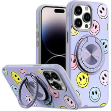 For iPhone 14 PRO MAX 6.7 in. Case Printed Design Metal Bling Ring Stand Cover