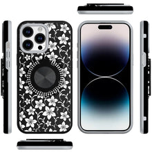 For iPhone 14 PRO MAX 6.7 in. Case Printed Design Metal Bling Ring Stand Cover
