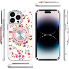 For iPhone 14 PRO MAX 6.7 in. Case Printed Design Metal Bling Ring Stand Cover