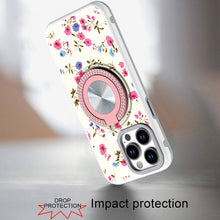 For iPhone 14 PRO MAX 6.7 in. Case Printed Design Metal Bling Ring Stand Cover