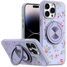 For iPhone 14 PRO MAX 6.7 in. Case Printed Design Metal Bling Ring Stand Cover
