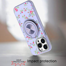For iPhone 14 PRO MAX 6.7 in. Case Printed Design Metal Bling Ring Stand Cover