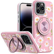 For iPhone 14 PRO MAX 6.7 in. Case Printed Design Metal Bling Ring Stand Cover