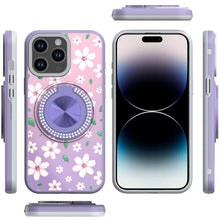 For iPhone 14 PRO MAX 6.7 in. Case Printed Design Metal Bling Ring Stand Cover
