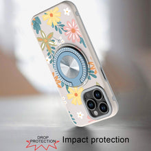 For iPhone 14 PRO MAX 6.7 in. Case Printed Design Metal Bling Ring Stand Cover