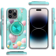 For iPhone 14 PRO MAX 6.7 in. Case Printed Design Metal Bling Ring Stand Cover