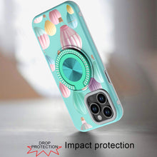 For iPhone 14 PRO MAX 6.7 in. Case Printed Design Metal Bling Ring Stand Cover