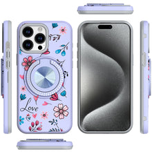 For iPhone 15 Pro Max Case Print Design Magnetic Bling Ring + 2 Tempered Glass