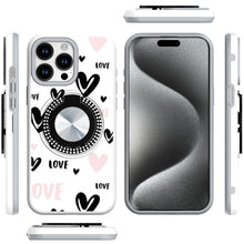 For iPhone 15 Pro Max Case Print Design Magnetic Bling Ring + 2 Tempered Glass