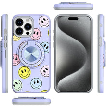 For iPhone 15 Pro Max Case Print Design Magnetic Bling Ring + 2 Tempered Glass