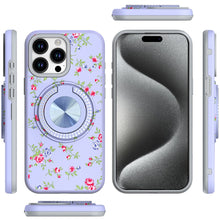 For iPhone 15 Pro Max Case Print Design Magnetic Bling Ring + 2 Tempered Glass