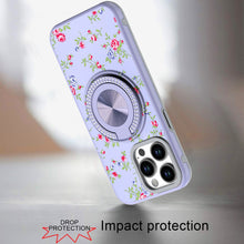 For iPhone 15 Pro Max Case Print Design Magnetic Bling Ring + 2 Tempered Glass