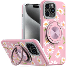 For iPhone 15 Pro Max Case Print Design Magnetic Bling Ring + 2 Tempered Glass