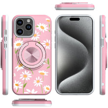 For iPhone 15 Pro Max Case Print Design Magnetic Bling Ring + 2 Tempered Glass