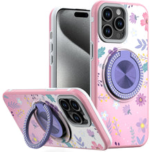 For iPhone 15 Pro Max Case Print Design Magnetic Bling Ring + 2 Tempered Glass
