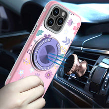 For iPhone 15 Pro Max Case Print Design Magnetic Bling Ring + 2 Tempered Glass