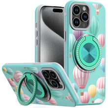 For iPhone 15 Pro Max Case Print Design Magnetic Bling Ring + 2 Tempered Glass