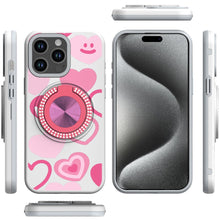 For iPhone 15 Pro Max Case Print Design Magnetic Bling Ring + 2 Tempered Glass