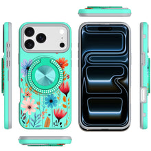For iPhone 17 Pro Max Case Printed Design Bling 360 Stand Cover + Tempered Glass