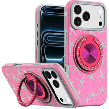 For iPhone 17 Pro Max Case Printed Design Bling 360 Stand Cover + Tempered Glass