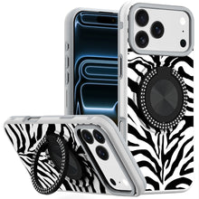 For iPhone 17 Pro Max Case Printed Design Bling 360 Stand Cover + Tempered Glass