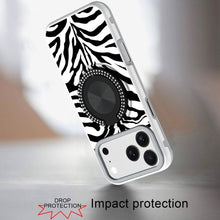 For iPhone 17 Pro Max Case Printed Design Bling 360 Stand Cover + Tempered Glass