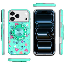 For iPhone 17 Pro Max Case Printed Design Bling 360 Stand Cover + Tempered Glass