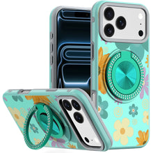 For iPhone 17 Pro Max Case Printed Design Bling 360 Stand Cover + Tempered Glass