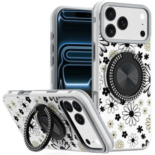 For iPhone 17 Pro Max Case Printed Design Bling 360 Stand Cover + Tempered Glass