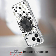 For iPhone 17 Pro Max Case Printed Design Bling 360 Stand Cover + Tempered Glass