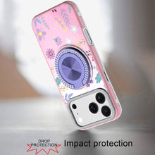 For iPhone 17 Pro Max Case Printed Design Bling 360 Stand Cover + Tempered Glass