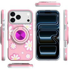 For iPhone 17 Pro Max Case Printed Design Bling 360 Stand Cover + Tempered Glass