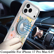 For iPhone 17 Pro Max Case Printed Design Bling 360 Stand Cover + Tempered Glass