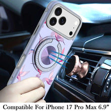 For iPhone 17 Pro Max Case Printed Design Bling 360 Stand Cover + Tempered Glass