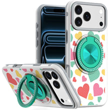 For iPhone 17 Pro Max Case Printed Design Bling 360 Stand Cover + Tempered Glass