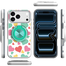 For iPhone 17 Pro Max Case Printed Design Bling 360 Stand Cover + Tempered Glass